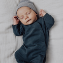 Bonnet nouveau né - Bleu Gris / Crème