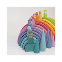 Amis Arc-en-Ciel Pastel – Set de 12 figurines en bois